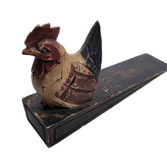 Vintage Rooster Wooden Door Stopper. - Picture 1 of 7